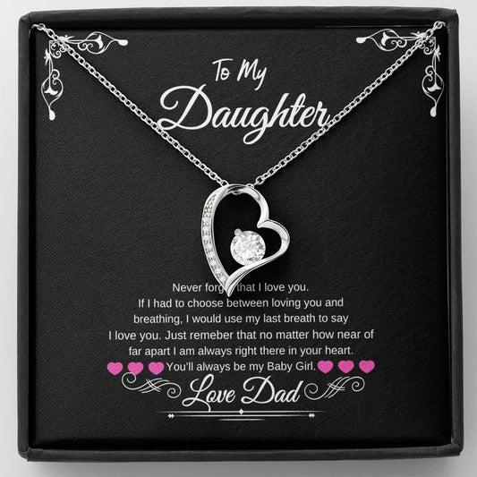 Never forget that I love you gift for daughter necklace
